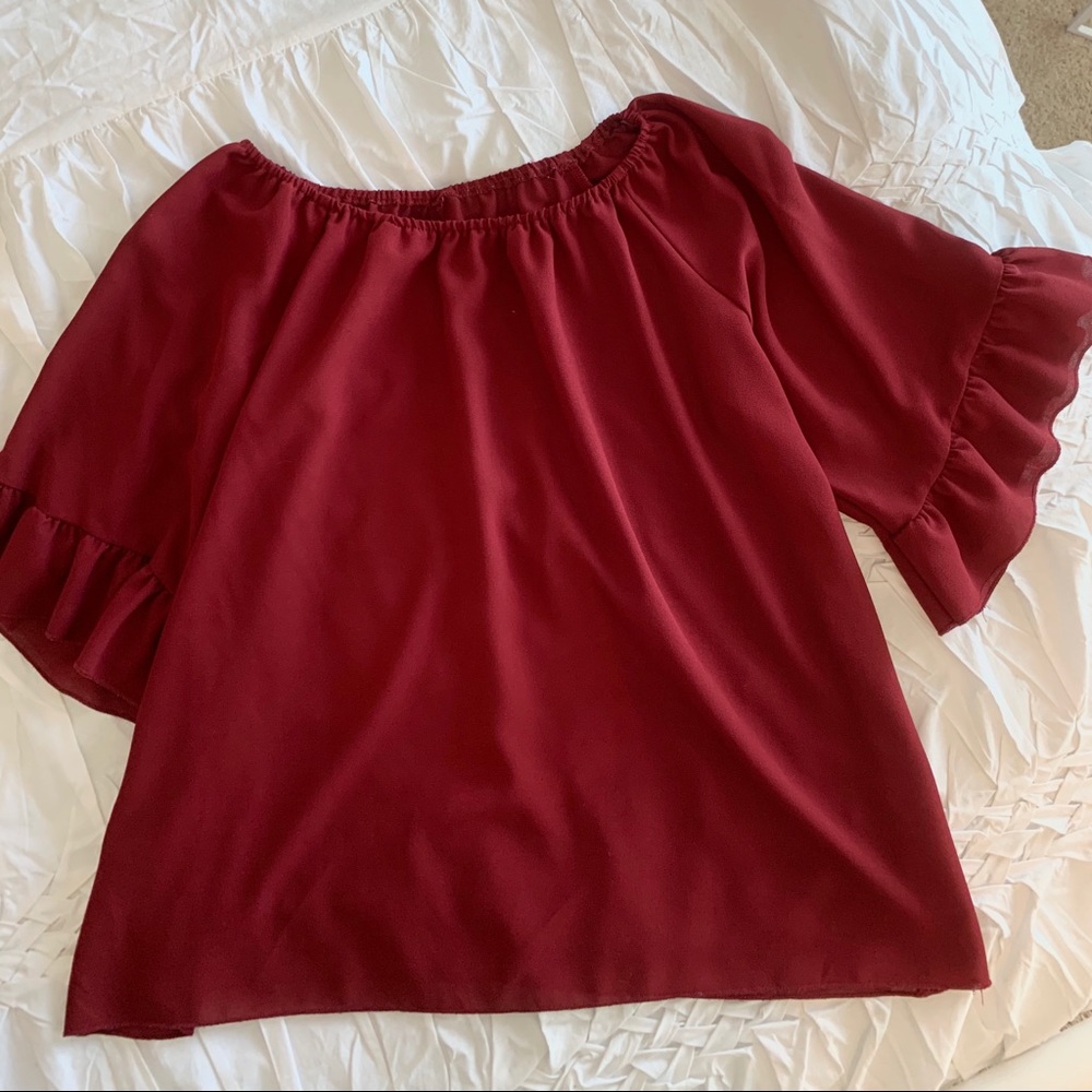 Bell sleeve maroon blouse